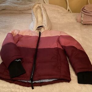 Stylish Kids Puffer Jacket in Pink and Red